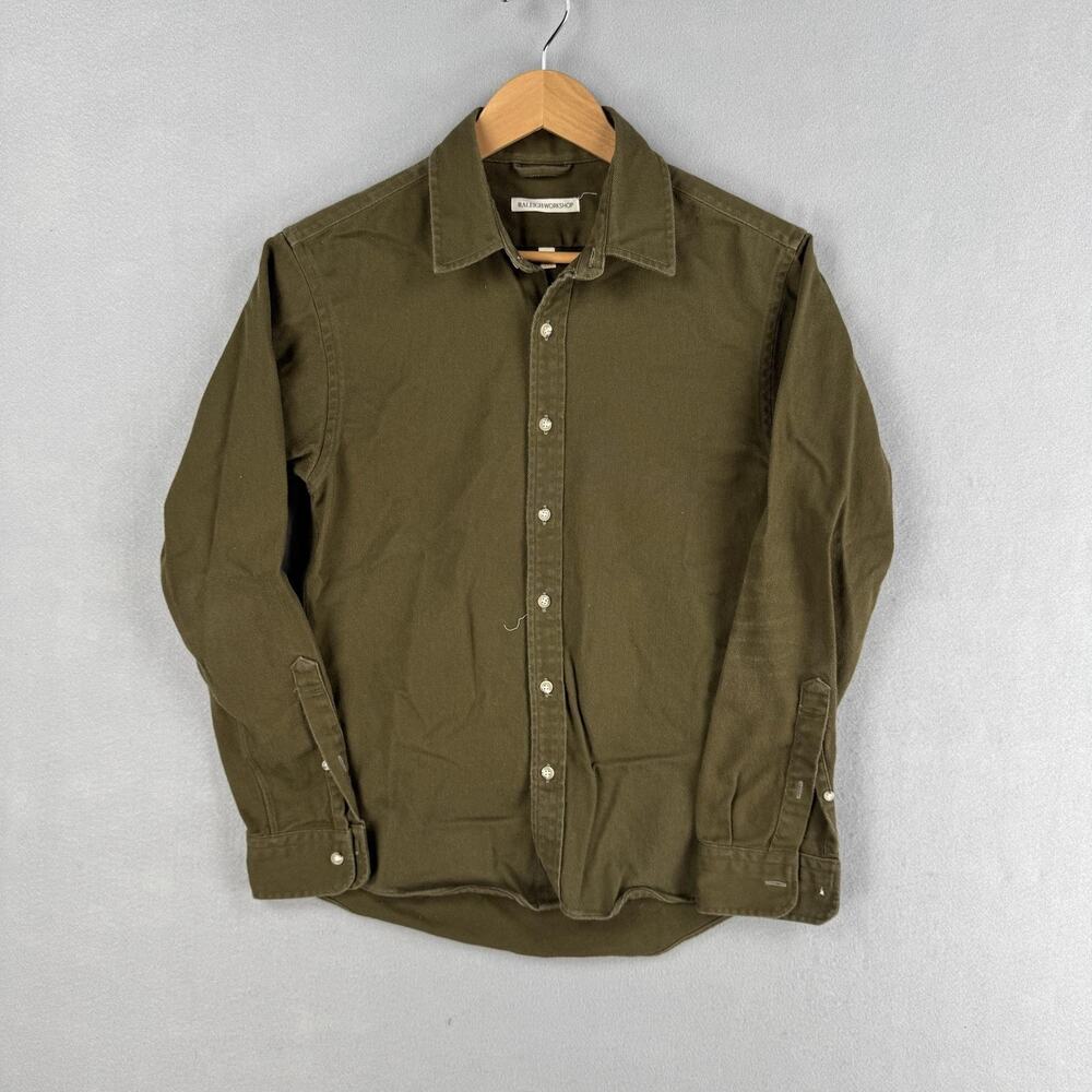 Raleigh Denim Workshop Shirt Mens Medium Green Twill Long Sleeve Button Up